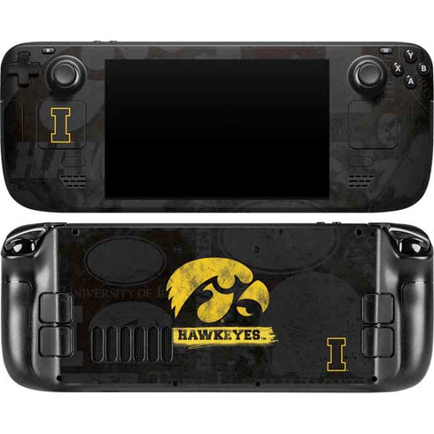 University of Iowa Hawkeyes Distressed Logo Steam Deck Handheld Gaming Computer Skin