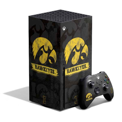 University of Iowa Hawkeyes Distressed Logo Xbox Series X Bundle Skin