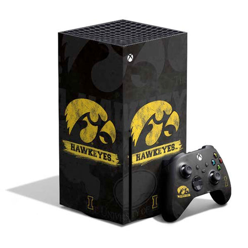 University of Iowa Hawkeyes Distressed Logo Xbox Series X Skins