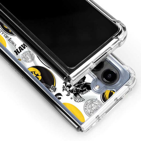 University of Iowa Hawkeyes Pattern Galaxy Z Fold5 5G Clear Case