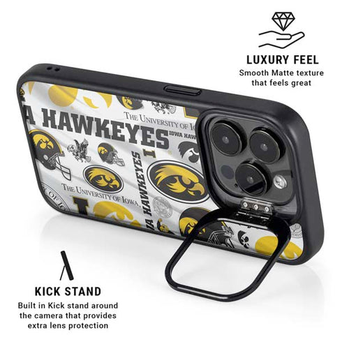 University of Iowa Hawkeyes Pattern iPhone 14 Pro Max Kickstand Case