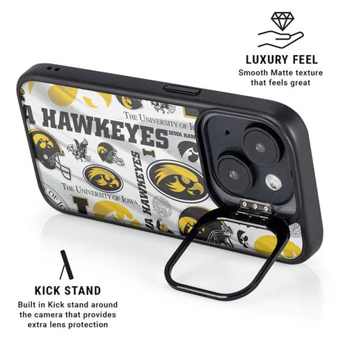 University of Iowa Hawkeyes Pattern iPhone 15 Kickstand Case