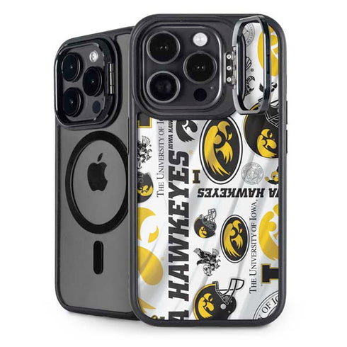 University of Iowa Hawkeyes Pattern iPhone 15 Pro Max Kickstand Case