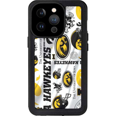 University of Iowa Hawkeyes Pattern iPhone 15 Pro Waterproof Case