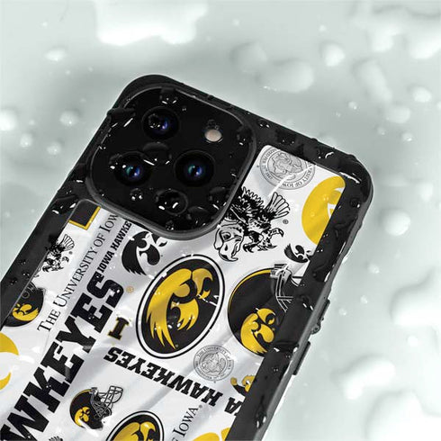 University of Iowa Hawkeyes Pattern iPhone 15 Pro Waterproof Case