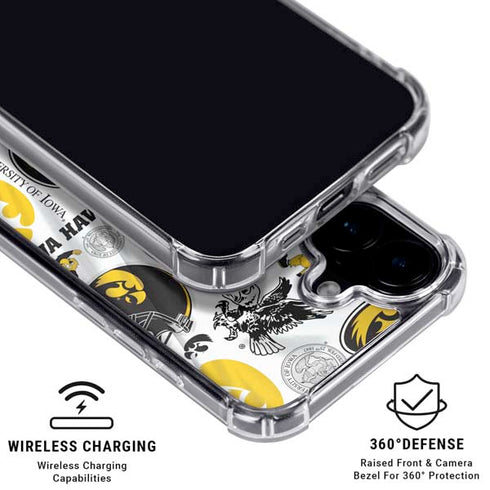 University of Iowa Hawkeyes Pattern iPhone 16 Plus Clear Case