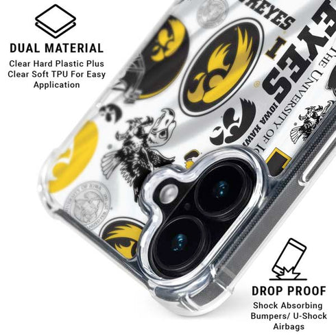 University of Iowa Hawkeyes Pattern iPhone 16 Plus Clear Case