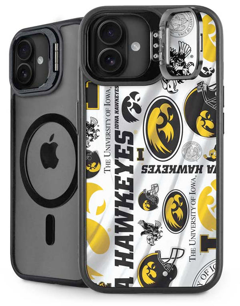 University of Iowa Hawkeyes Pattern iPhone 16 Plus Kickstand Case