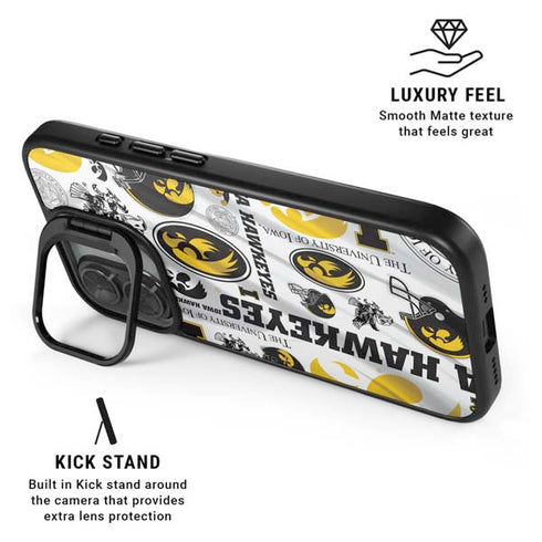 University of Iowa Hawkeyes Pattern iPhone 17 Kickstand Case
