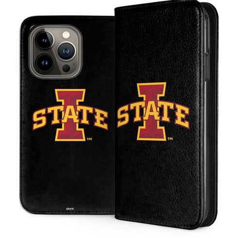 Iowa State University Primary Logo Black iPhone 14 Pro Folio Case