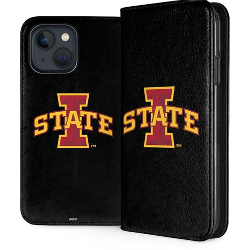 Iowa State University Primary Logo Black iPhone 15 Plus Folio Case