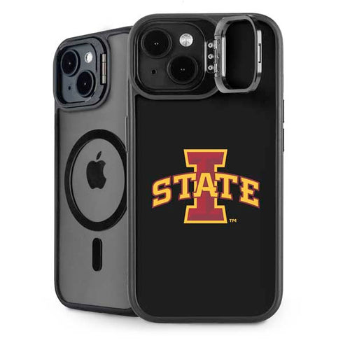 Iowa State University Primary Logo Black iPhone 15 Plus Kickstand Case