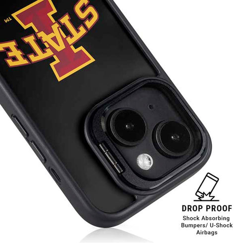 Iowa State University Primary Logo Black iPhone 15 Plus Kickstand Case