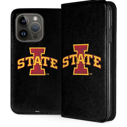 Iowa State University Primary Logo Black iPhone 15 Pro Folio Case