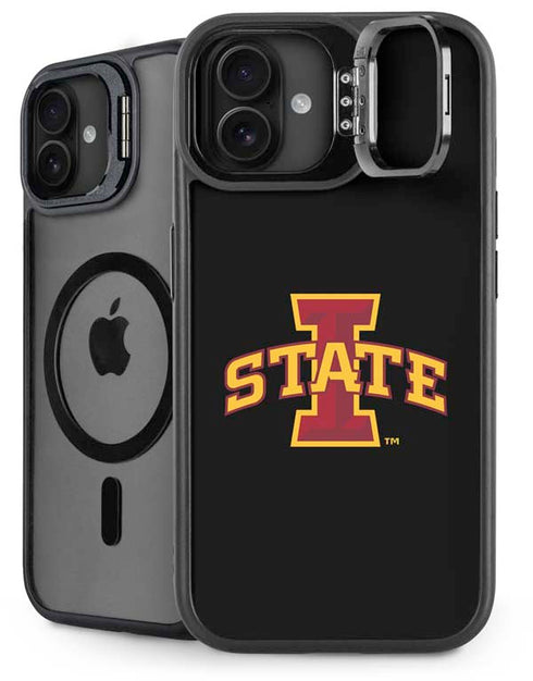 Iowa State University Primary Logo Black iPhone 16 Plus Kickstand Case