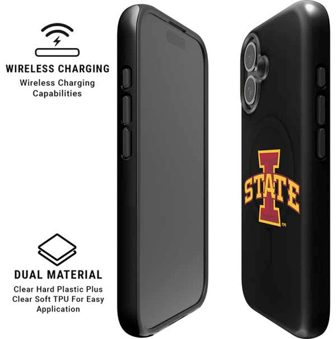Iowa State University Primary Logo Black iPhone 16 Plus Magsafe Impact Case