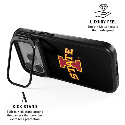 Iowa State University Primary Logo Black iPhone 17 Pro Kickstand Case