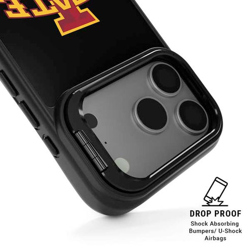 Iowa State University Primary Logo Black iPhone 17 Pro Max Kickstand Case