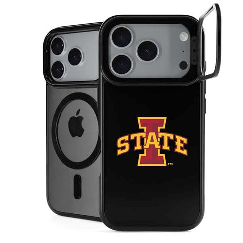 Iowa State University Primary Logo Black iPhone 18 Pro Kickstand Case