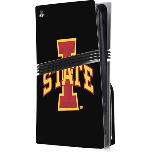 Iowa State University Primary Logo Black PS5 Pro Disk Console Skin