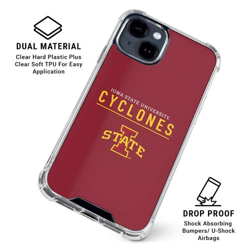 Iowa State University Athletic Text iPhone 15 Clear Case