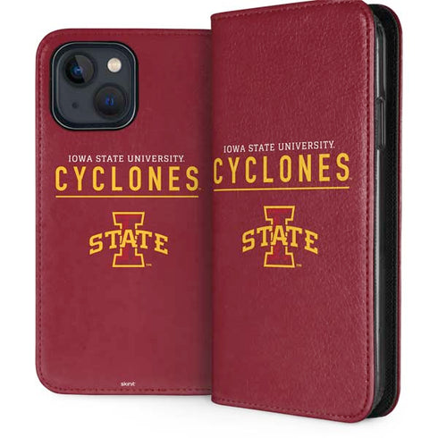 Iowa State University Athletic Text iPhone 15 Plus Folio Case