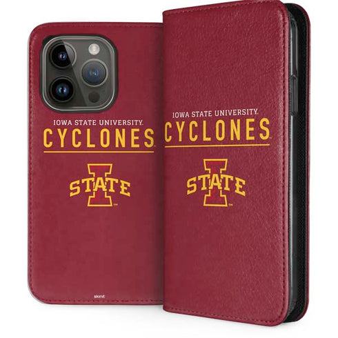 Iowa State University Athletic Text iPhone 15 Pro Folio Case