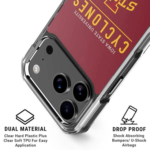 Iowa State University Athletic Text iPhone 18 Pro Clear Case