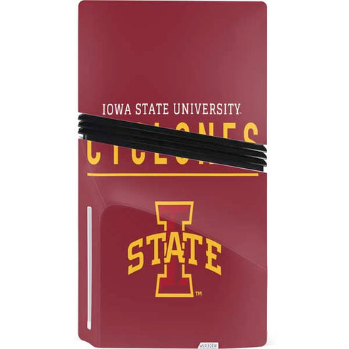 Iowa State University Athletic Text PS5 Pro Disk Console Skin