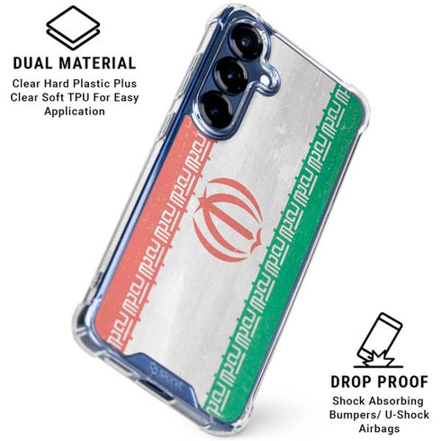Iran Flag Distressed Galaxy S25 Plus Clear Case