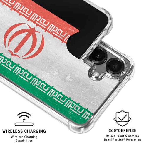 Iran Flag Distressed Galaxy S26 Plus Clear Case