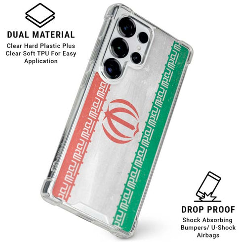 Iran Flag Distressed Galaxy S26 Ultra Clear Case