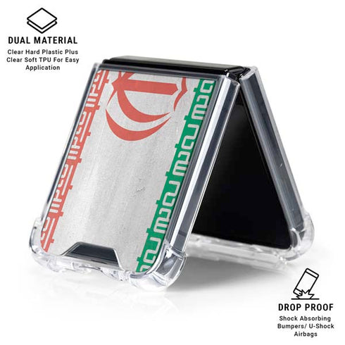 Iran Flag Distressed Galaxy Z Flip6 Clear Case