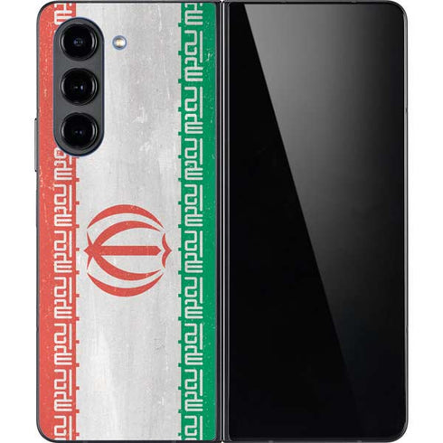 Iran Flag Distressed Galaxy Z Fold5 5G Skin