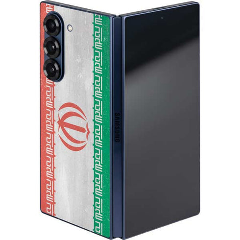 Iran Flag Distressed Galaxy Z Fold6 Skin