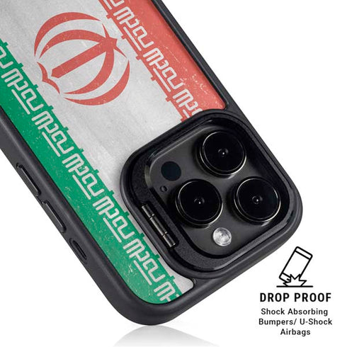 Iran Flag Distressed iPhone 13 Pro Max Kickstand Case