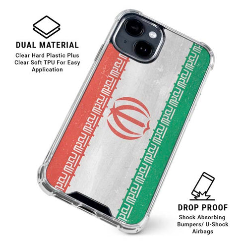 Iran Flag Distressed iPhone 15 Clear Case