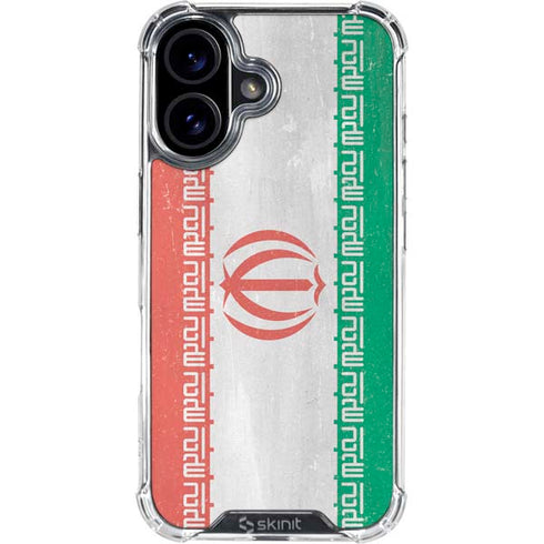 Iran Flag Distressed iPhone 16 Plus Clear Case