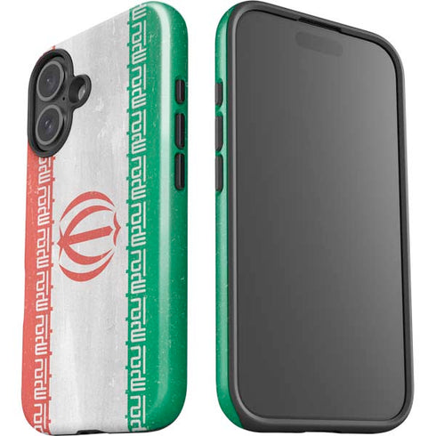 Iran Flag Distressed iPhone 16 Plus Impact Case