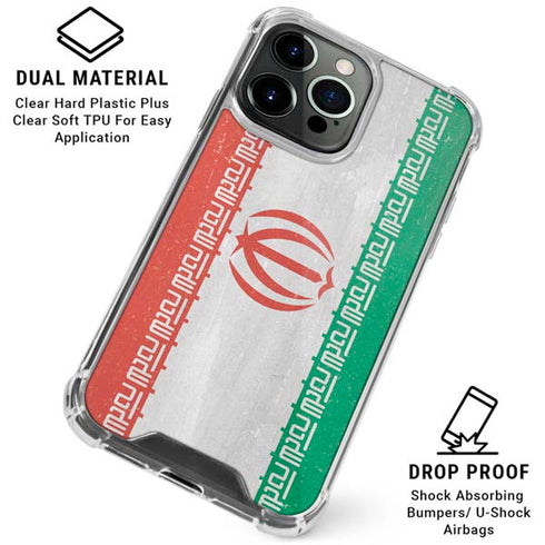 Iran Flag Distressed iPhone 16 Pro Clear Case