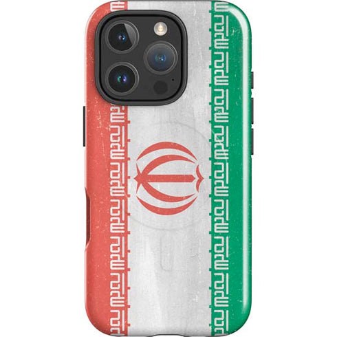 Iran Flag Distressed iPhone 16 Pro Magsafe Impact Case