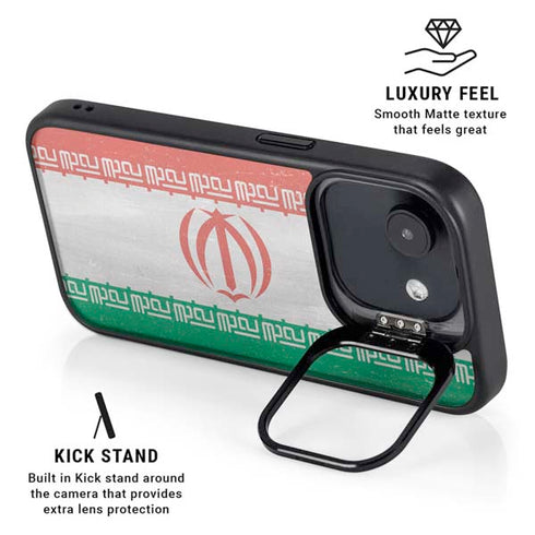 Iran Flag Distressed iPhone 16e Kickstand Case