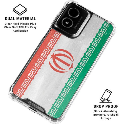 Iran Flag Distressed Moto G Power 5G (2024) Clear Case