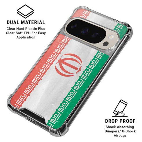 Iran Flag Distressed Pixel 9 Pro XL Clear Case