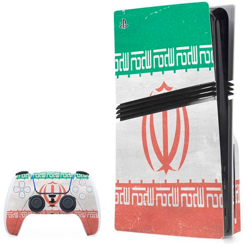 Iran Flag Distressed PS5 Pro Disk Bundle Skin