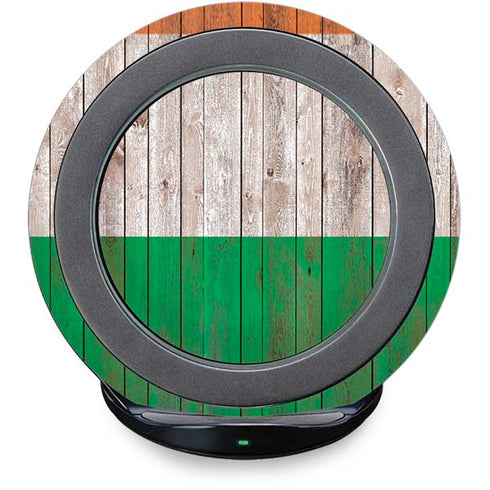 Ireland Flag Dark Wood Fast Charge Wireless Charging Stand Skin