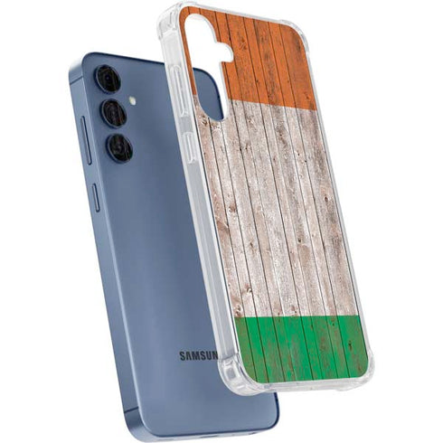 Ireland Flag Dark Wood Galaxy A35 5G Clear Case