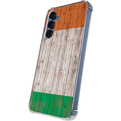 Ireland Flag Dark Wood Galaxy A55 5G Clear Case