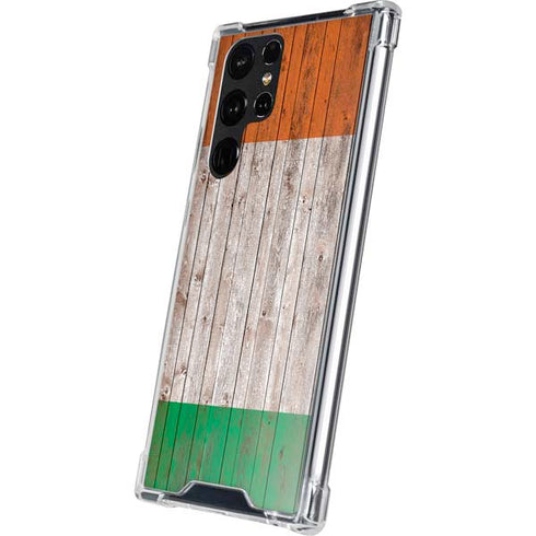 Ireland Flag Dark Wood Galaxy S23 Ultra Clear Case