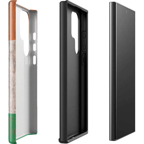 Ireland Flag Dark Wood Galaxy S23 Ultra Pro Case